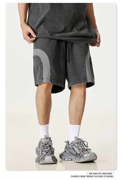 ZODF 2025 Summer Patchwork Washed Cotton Shorts For Men Unisex Retro Y2K High Street Distressed 330gsm Shorts Streetwears HY1057