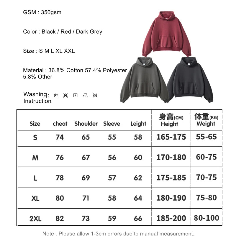 ZODF New 2025 Winter Man 350gsm Washed Fleece Hoodies Unisex Loose Boxy Style Hooded Pullovers Brand Outwears HY0041