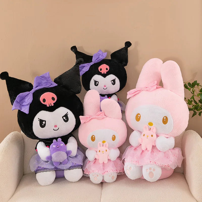 new 45/55/75cm Big Size Kuromi My Melody Sanrio Anime Plush Stuffed Doll Room Decoration Plushies Pillow Ornaments Holiday Gifts
