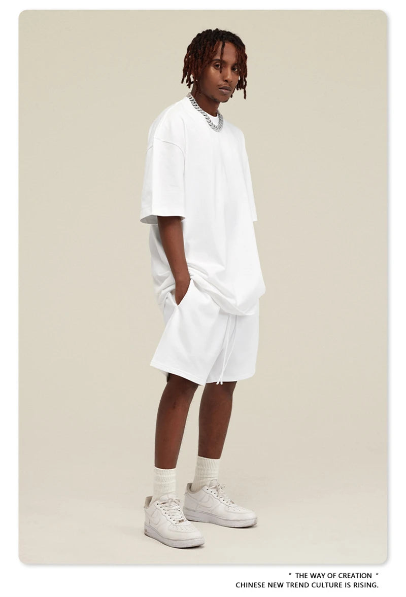 ZODF New 2025 Heavy Weight 305gsm Solid Cotton T Shirts For Men Unisex Summer Oversized Noshrink Basic T-Shirt Brand Tops HY0475