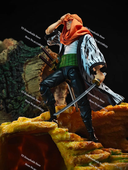 1/12 Anime One Piece Roronoa Zoro Man Soldier Mini Hemline Long Black Green Windbreaker Coat Toys Accessory For 6" Shf Figure