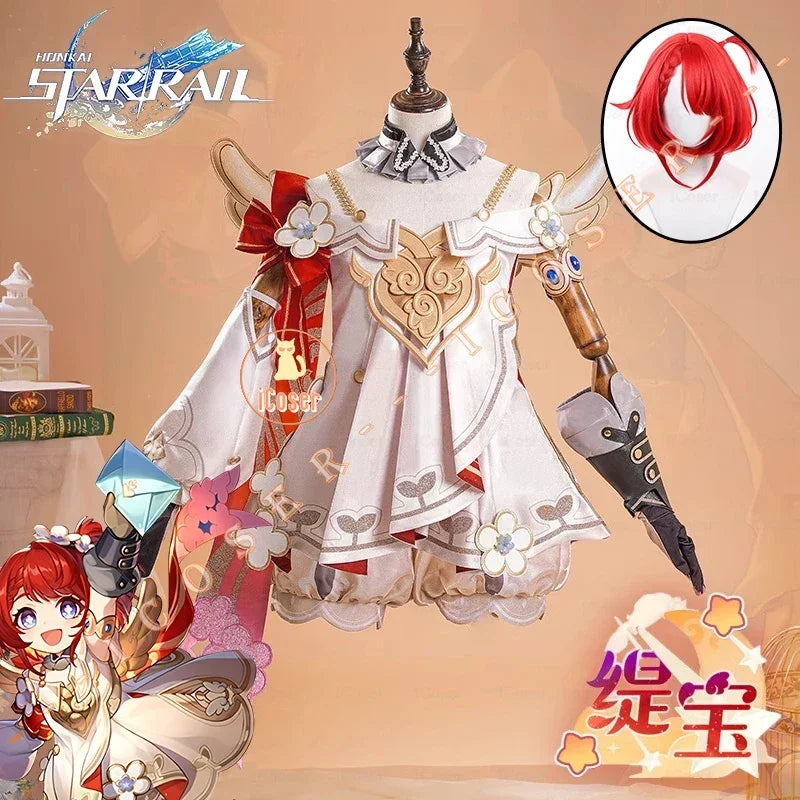 Honkai Star Rail Tribbie Cosplay Costume Wig Dress Uniform Headwear Wings Game Props Halloween Party for Women Girls Carnival