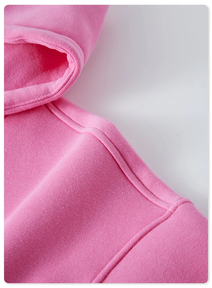 ZODF Chic Sexy Women Super-short Fleece Cropped Hoodies Girl Female Hip Hop Loose 345gsm Solid Hooded Pullover Streetwear HY0340