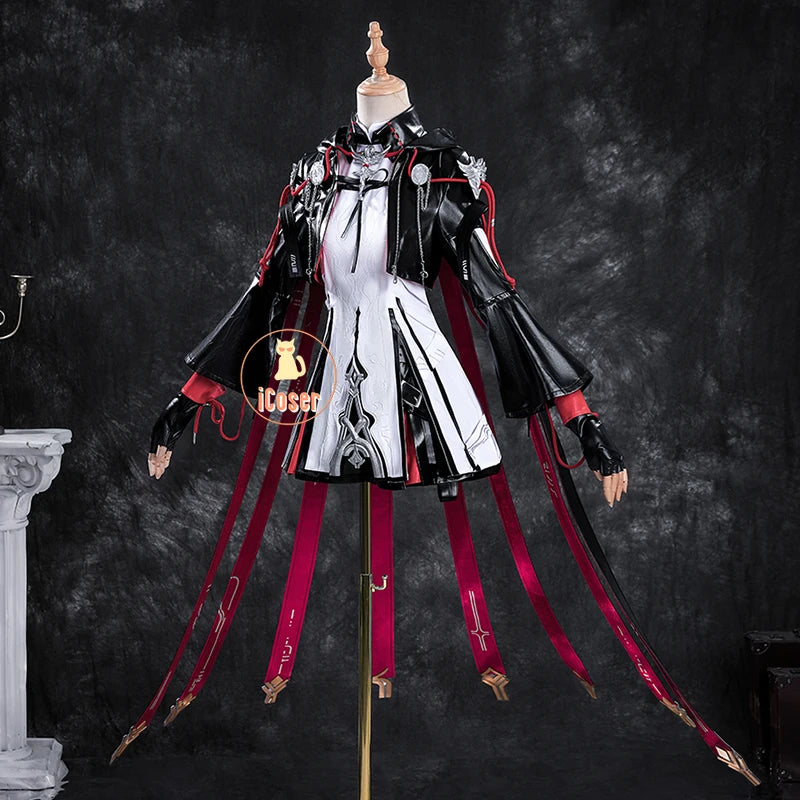 iCoser Arknights Exusiai The New Covenant Cosplay Costume Wig Uniform Luminous Headwear Halloween Party for Women Girls Carnival