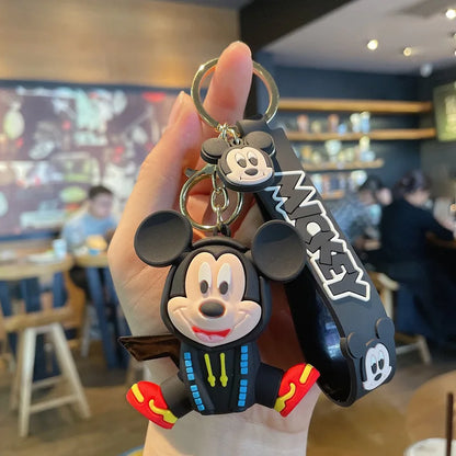 Anime Cartoon Disney Keychain Mickey Mouse Stitch Figure Minnie Donald Duck Piglet Key Chain Model Kids Toys Children Gift