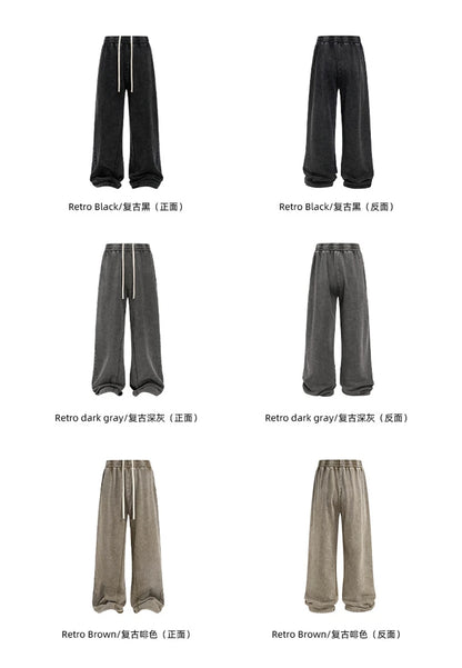 ZODF Retro 2025 Autumn Men 380gsm Washed Cotton Pants Unisex Distressed Loose Terry Sport Trousers Sweatpants HY1079