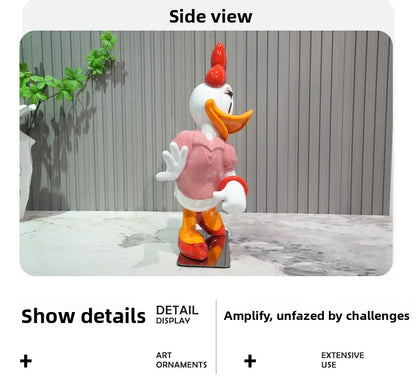 Disney Anime Figuras Donald Duck Daisy Statue Cartoon Cute Resin Model Crafts Desktop Decor Disney Toys for Kids Sculpture Gift