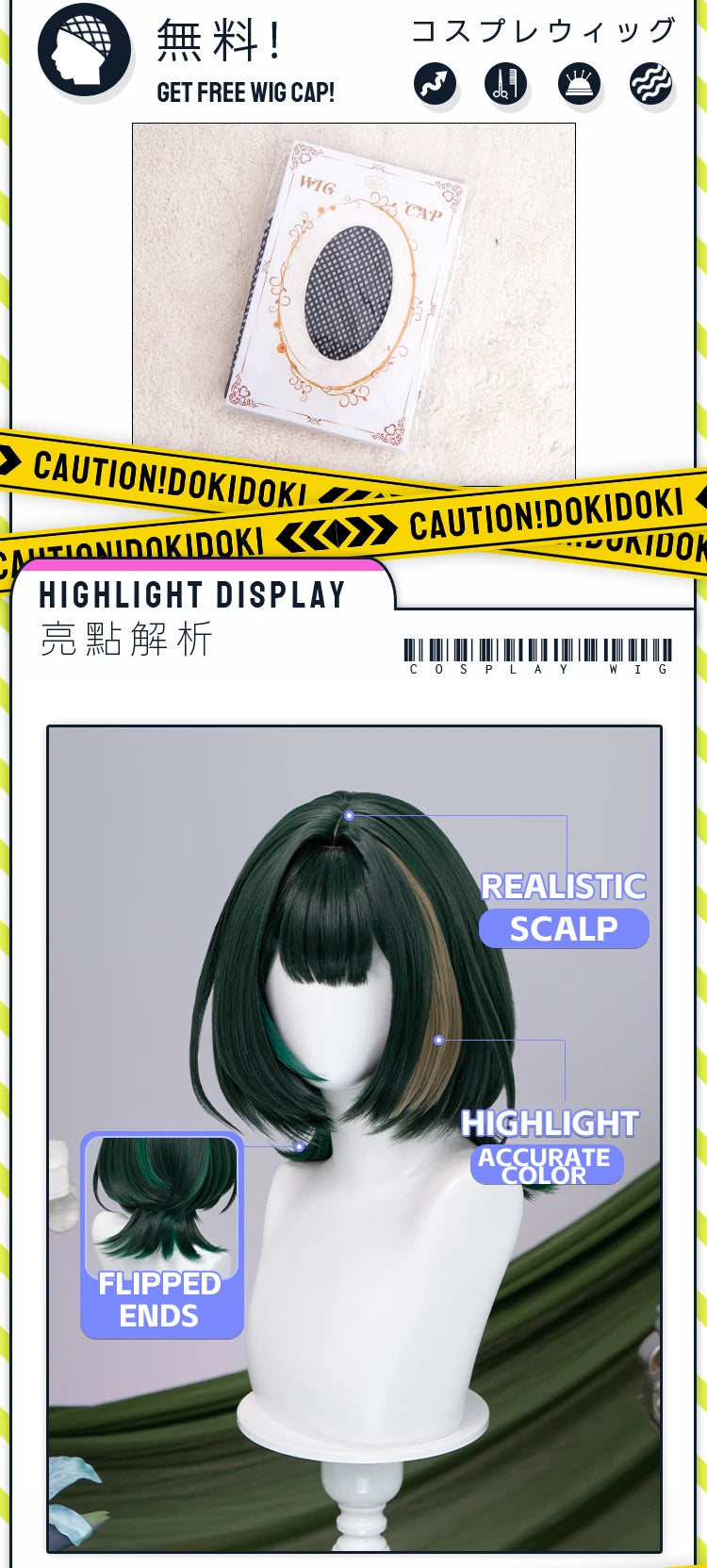 IN STOCK Ineffa Nefer Jahoda Flins Wig Game Genshin Impact DokiDoki Men Gradient Deying Hair Flins Cosplay Free Cap Halloween