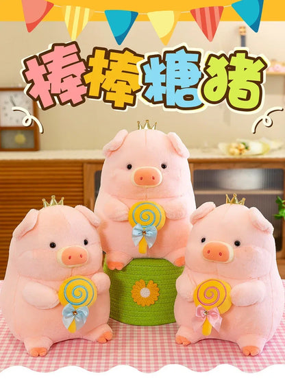 New 30cm Crown Stick Pig Doll Dwen Dwen Pig Plush Toy Children's Doll Cloth Doll Indoor Decoration Children's Gift