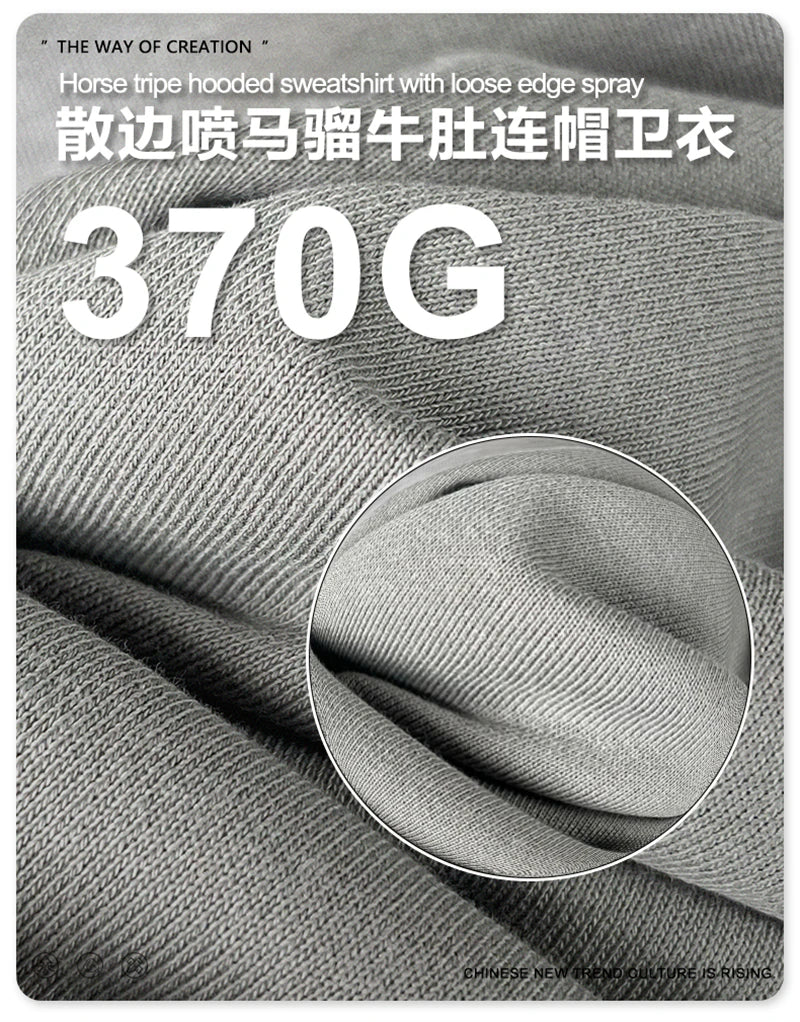 ZODF Retro Winter 370gsm Monkey Washed Hoodies For Man Unisex Oversized Off Shoulder 100% Cotton Hooded Coats Pullovers HY1136