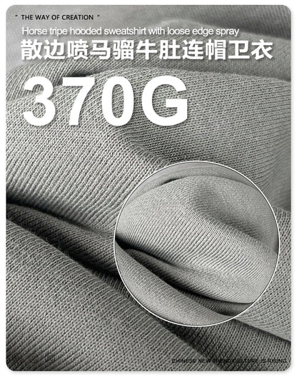 ZODF Retro Winter 370gsm Monkey Washed Hoodies For Man Unisex Oversized Off Shoulder 100% Cotton Hooded Coats Pullovers HY1136