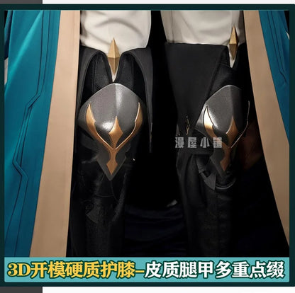 Genshin Impact Varka Cosplay Costume Wig Uniform Knights of Favonius Mondstadt Halloween Party Women Men Girls Role Play Props