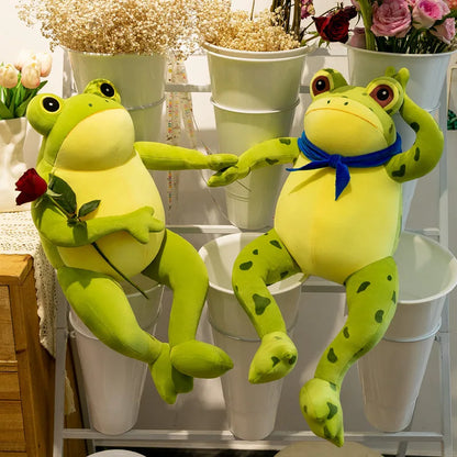 50cm Cute Cozy Frog Plushies Soft Stuffed Animal Funny Frog Toy with Scarf Kawaii Gift For Girl Boy Girlfriend