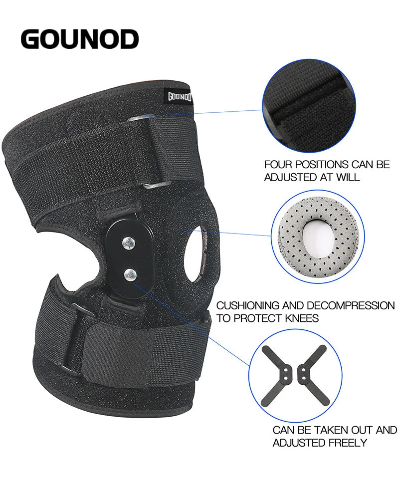 1pc Adjustable Hinged Knee Brace Knee Joint Brace Support Knee Stabilizer Knee Pad Patella Protector Arthritic Guard Pain Relief