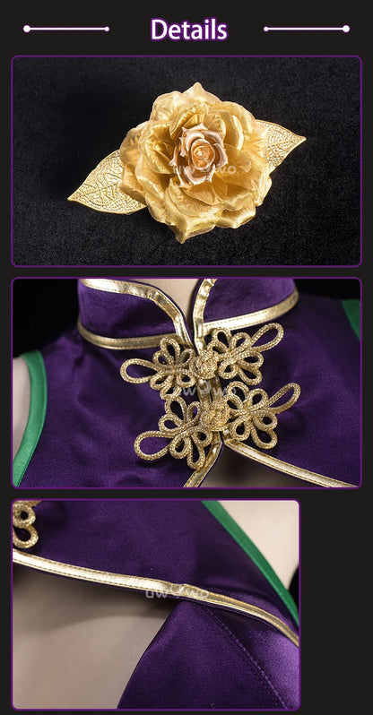 IN STOCK UWOWO C.C. Cosplay Codee Geasss: C.C. CC Purple Cheongsam Cosplay Costume Purple Dress Halloween Costume
