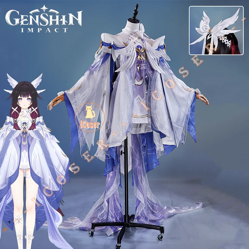 Genshin Impact Columbina Cosplay Costume The Damselette Dress Uniform Metal Prop Eleven Fatui Harbingers Halloween Women Girls