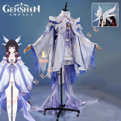 Genshin Impact Columbina Cosplay Costume The Damselette Dress Uniform Metal Prop Eleven Fatui Harbingers Halloween Women Girls