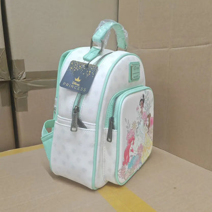 Loungefly Disney Princess Schoolbag Belle Ariel Tiana Cartoon Anime Large Capacity Lightweight Backpack Homecoming Season Gift