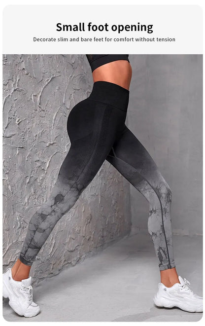 The Codex Women’s Seamless High Waist Push-Up Yoga & Running Leggings Scrunch Tie-Dye Gym Workout Pants - black / S