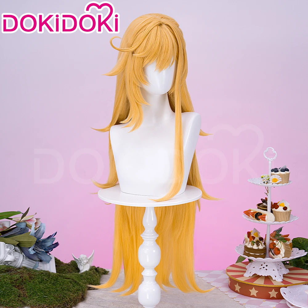 IN STOCK Escoffier Wig Game Genshin Impact DokiDoki Women Orange 80cm Long Hair Escoffier Cosplay Free Wig Cap