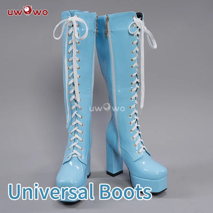 UWOWO Cosplay Shoes Universal Shoes Boots Black Blue White Rose High Tube Boots