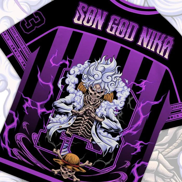 53 Jersey One Piece Sun God Nika Anime Y2k Korean Style Baseball Hockey T-shirt Fashion Streetwear Anime Daily Unisex Tops Tees