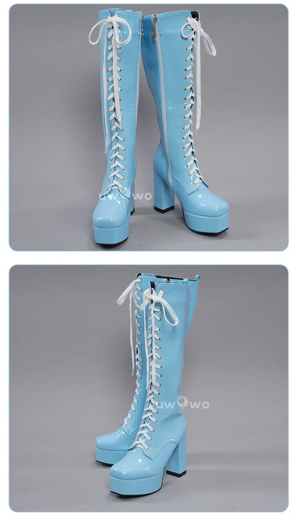 UWOWO Cosplay Shoes Universal Shoes Boots Black Blue White Rose High Tube Boots