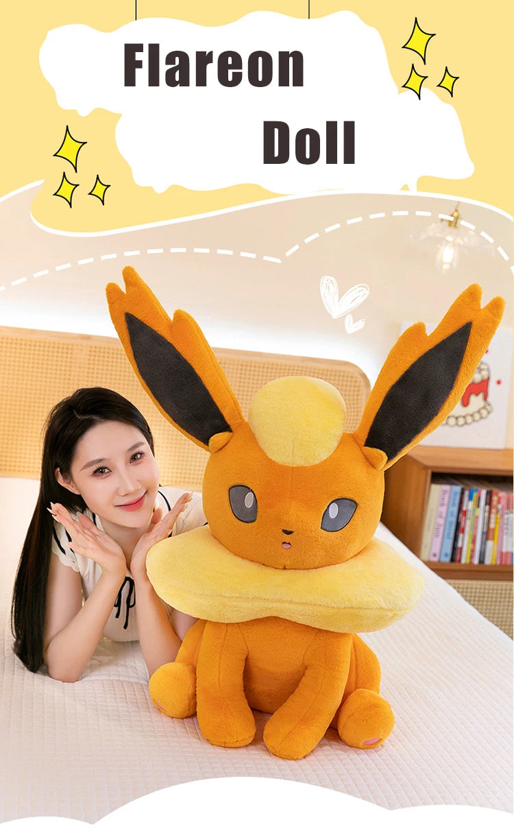 45/80cm Flareon Pokemon Plush Toys Large Anime Doll Cute Pillow Cartoon Giant Pokémon Plushie Stuffed Gift for Kids Christmas