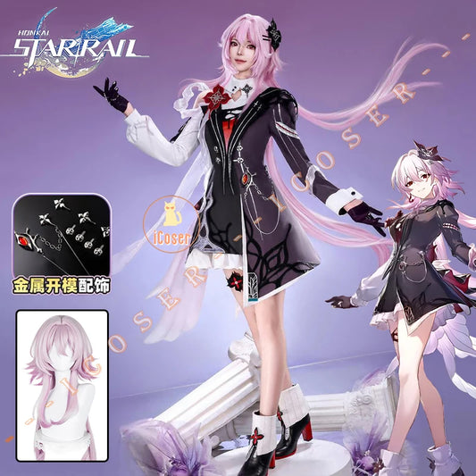 Honkai Star Rail Evernight March 7th Cosplay Costume Dress Headwear Mysterious Foreign Guest Halloween Party for Women iCoser