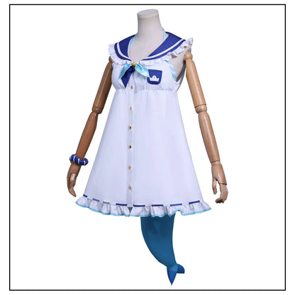 VTuber Sameko Saba Cosplay Costume Wig Dress Outfit Ears Headwear Uniform Festival Halloween Party for Women Girls Carnival Prop