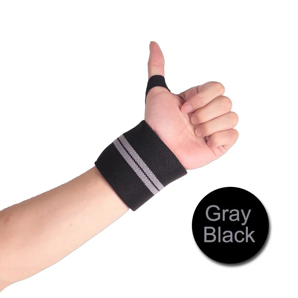 1 Pair Elastic Nylon Wrist Support Braces for Sports Weight Lifting CrossFit Powerlifting Strength Training - GrayBlack