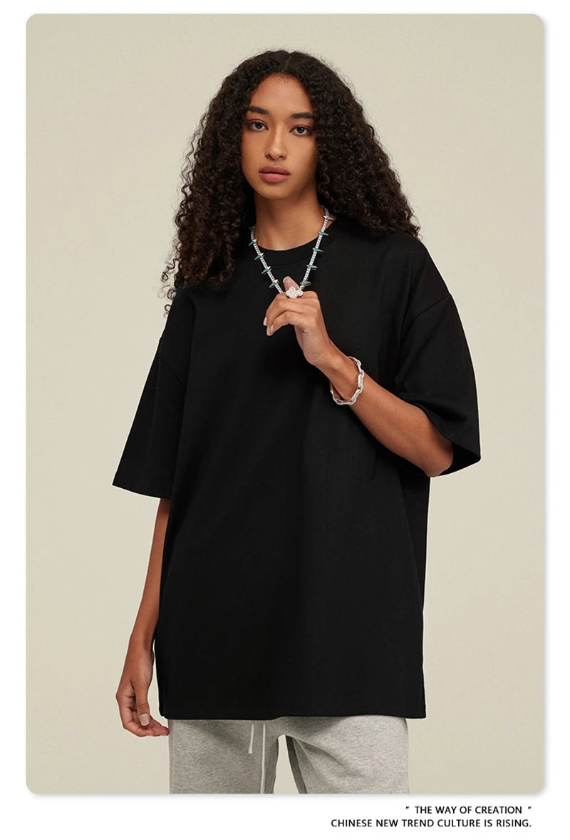 ZODF 2025 Heavy-Weight 425gsm 100% Cotton T-Shirts For Men Unisex Summer Oversized O-Neck Basic Solid T Shirt Brand Tees HY0485