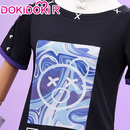 Yoisakii Kanadee Cosplay Costume Game DokiDoki-R Cosplay Women Cute Dress Cosplay Kanadee Bag Earphones Halloween Wig