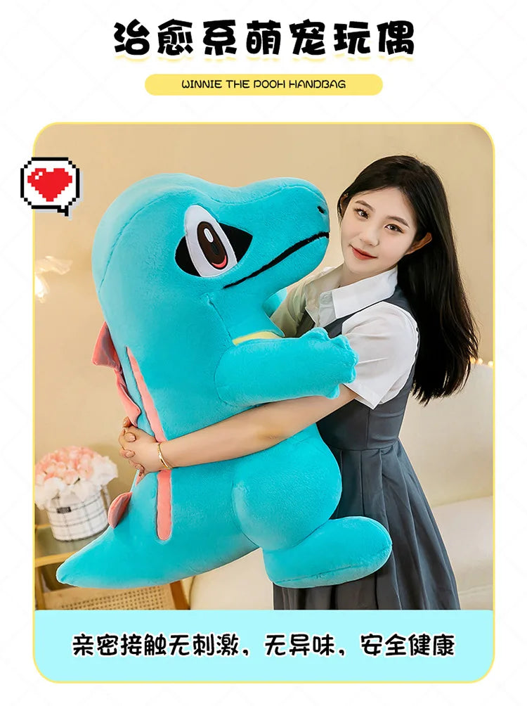 80CM Big Size Pokemon Totodile Plushies Waninoko Peluche Cartoon Anime Kawaii Ornament Comfortable Soft Doll Children Toy Gift