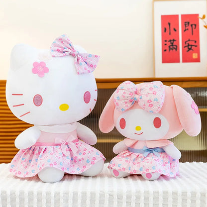 New Sanrio Pink Peach Hello Kitty Plush Toy Cat Doll Kuromi My Melody Stuffed Animal for Girls Birthday Xmas Gift Soft Cute Kids