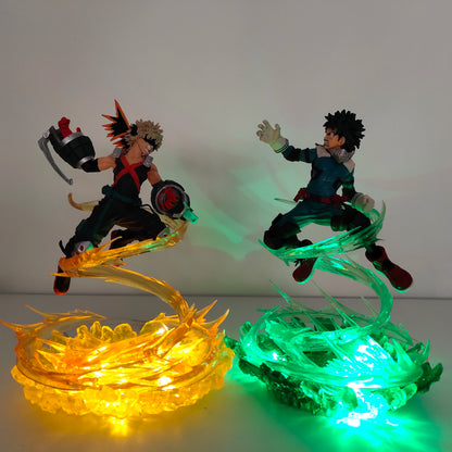 Anime Figure My Hero Academia Midoriya Izuku Bakugou Katsuki DEKU Toy PVC Model Collection DIY Effection Led Light Action Figure