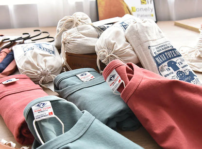 Summer New American Retro Short-sleeved O-neck Soild Color T-shirt Men's Fashion Simple 100% Cotton Washed Casual Sport Tops