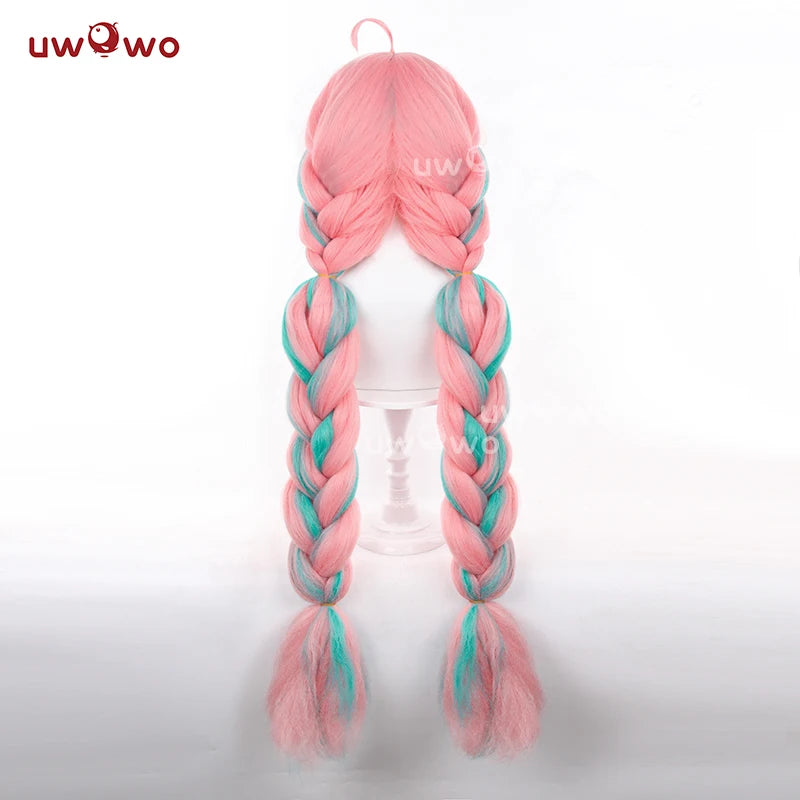 UWOWO Varesa Wig Game Genshin Impact Varesa Cosplay Wig With Ponytail Long Pink and Green Hair