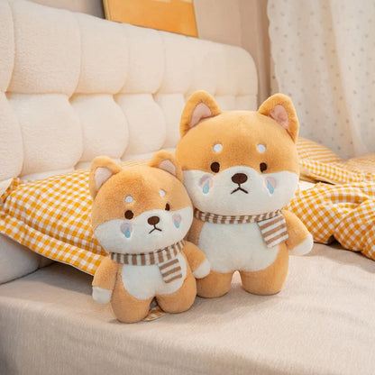 Kawaii Shiba Inu Plush Pillow Toy Soft Stuffed Dog Animal Cuddly Baby Doll for Girls Lovely Cartoon Gift Decor