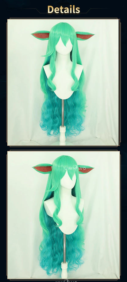 UWOWO Soraka Wig Game League of Legends/LOL: Star Guardian Soraka SG Cosplay Wig With Ear Long Hair Green 100CM Wig