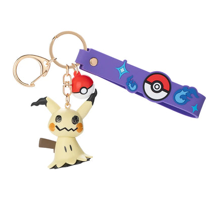 Genuine Pokemon Morpeko Keychain Gengar Meowth Cubone Jigglypuff Mimikyu Anime Action Figure Toy Keyring Fragrance Pendant Gift