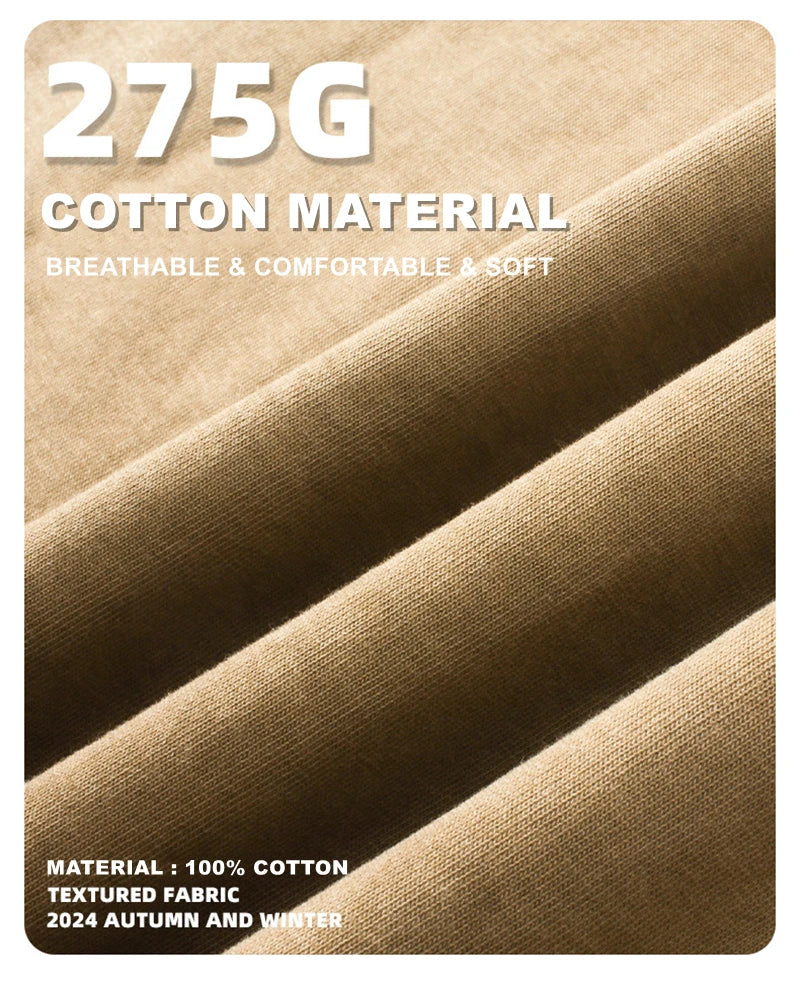 ZODF New 2024 Autumn Washed 100% Cotton T-Shirt For Men Unisex Loose Distressed 275gsm O Neck T Shirts Brand Tops HY0924