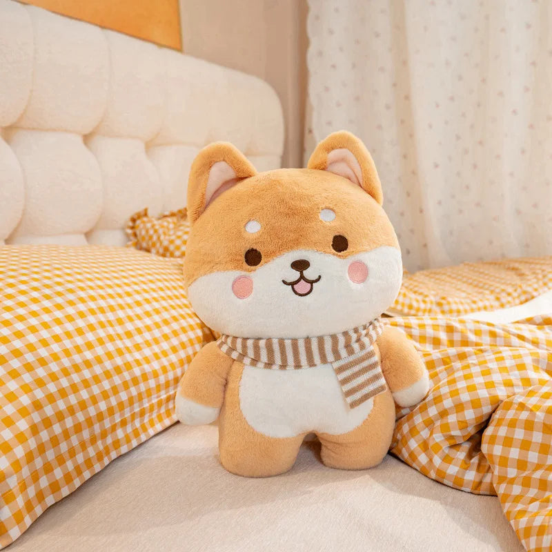 Kawaii Shiba Inu Plush Pillow Toy Soft Stuffed Dog Animal Cuddly Baby Doll for Girls Lovely Cartoon Gift Decor