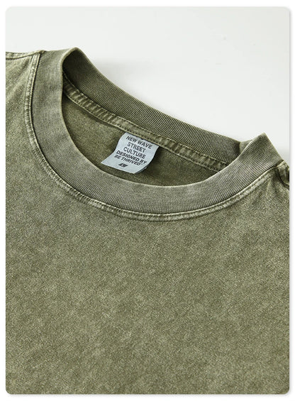 ZODF Retro 2025 Men Autumn Batik Washed T Shirt Unisex Oversized Basic Long Sleeve Solid 270gsm Cotton T-Shirts Tees HY0641