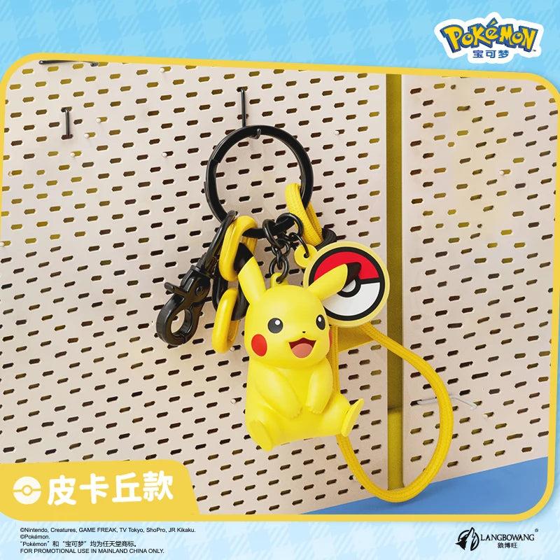 Genuine Pokemon Keychain Pikachu Gengar Sylveon Sprigatito Quaxly Fuecoco Anime Action Figure Toy Keyring Fragrance Pendant Gift