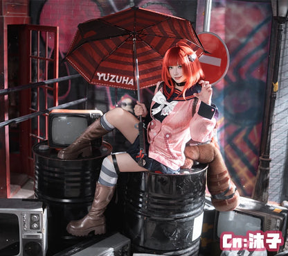 Zenless Zone Zero Ukinami Yuzuha Cosplay Costume Wig Skirt Uniform Earrings Headwear Spook Shack Halloween Party for Women Girls