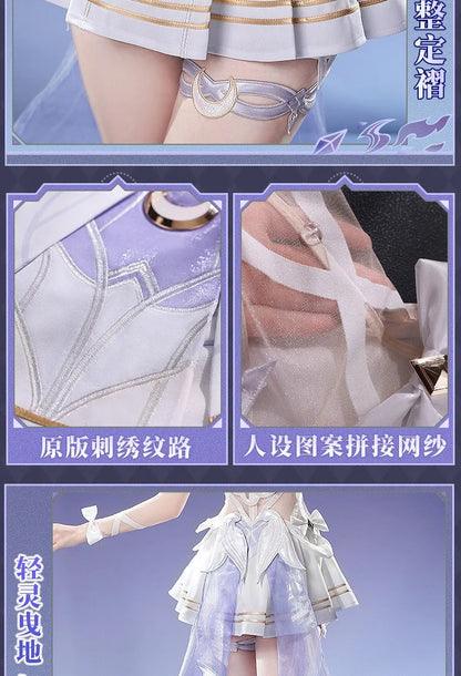 Genshin Impact Columbina Cosplay Costume Wig The Damselette Dress Eye Mask Headwear Metal Props Eleven Fatui Harbingers Women