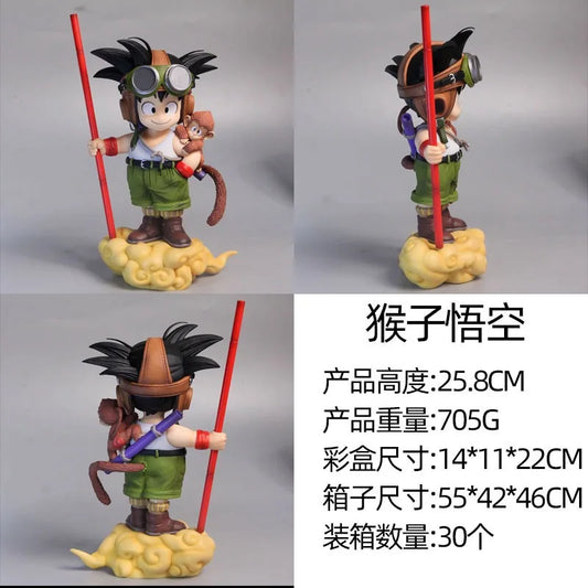 2024 New 25.8cm Dragon Ball Gk Monkey Goku Statue Figures Anime Doll Cloud Super Saiyan Model Figure Box Gift Toy For Children