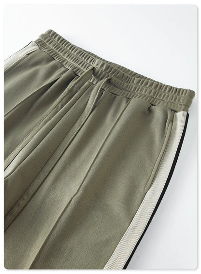 ZODF Spring Summer 275GSM Basic Side Webbing Trousers For Men Unisex American Retro Casual Sports Straight Pants HY0540