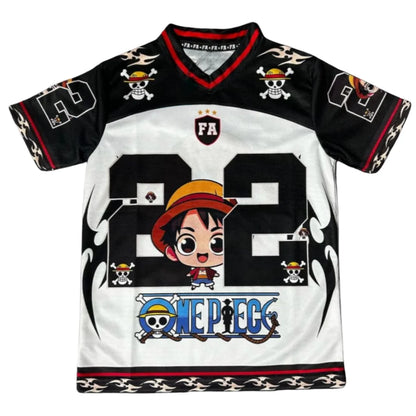 2526 New Bandai Anime One Piece Luffy Summer Jersey T-shirt Oversized 3D Adult and Children's Multifunctional Top Christmas